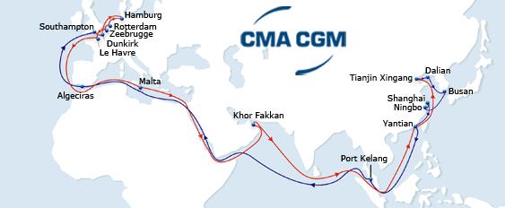 FRENCH ASIA LINE 1 North Europe - Spain - Malta - Middle East Gulf - Asia EastBound WestBound Port Transit Time Port Transit Time SOUTHAMPTON, UK 0 DUNKERQUE, France 1 HAMBURG, Germany 2 ROTTERDAM,
