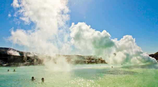 ICELAND BY LAND & SEA: FROM REYKJAVÍK TO THE WILD WEST 7 DAYS/5 NIGHTS NATIONAL GEOGRAPHIC EXPLORER Guests enjoy a soothing soak in the famous Blue Lagoon.