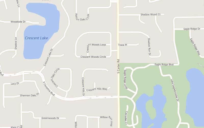 South Carter Road from Crescent Woods to E Christina Blvd 4 mph 5 Year Night Crash