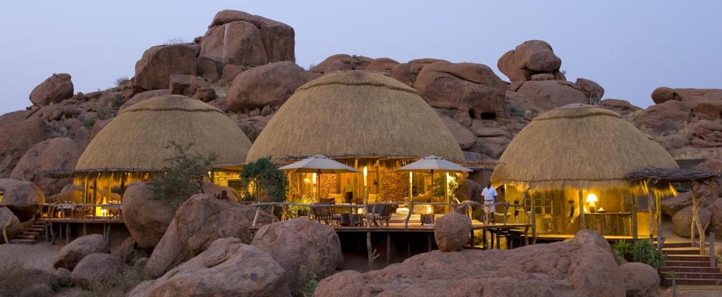 Camp Kipwe (9 bush bungalows, 1 suite) Kipwe, meaning blessed in Swahili, is nestled in the boulders, facing out onto superb scenery.