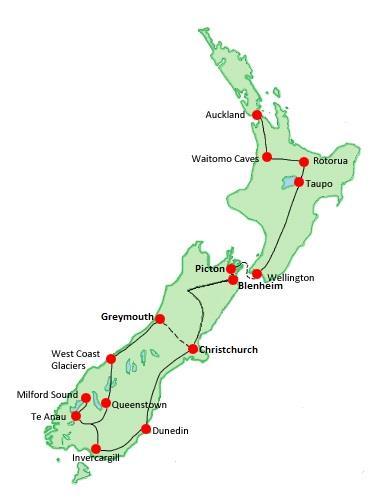 New Zealand your way Itinerary Type: Seat in Coach touring itinerary for the independent traveller.