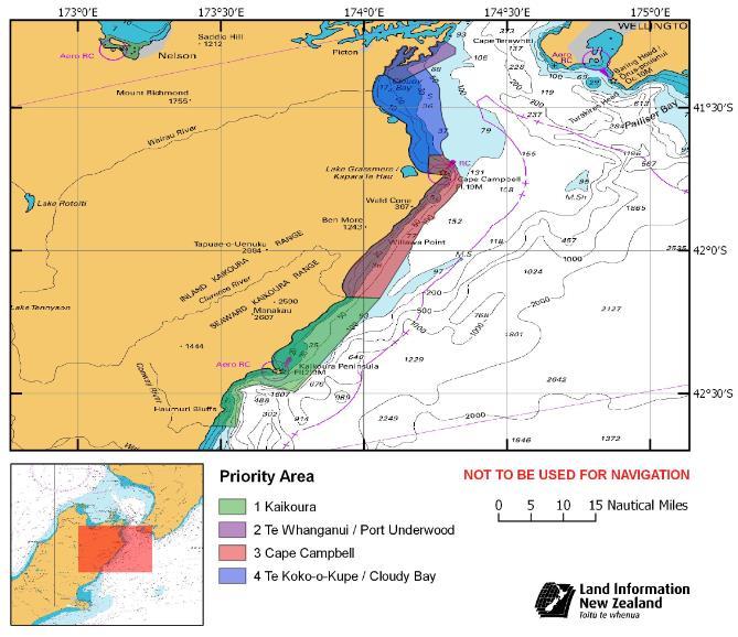 3.1 Region 1: Port Underwood to Kaikoura Purpose To identify areas of significant changes to the seafloor following 7.8 magnitude earthquake of November 2016, and facilitate safe navigation.