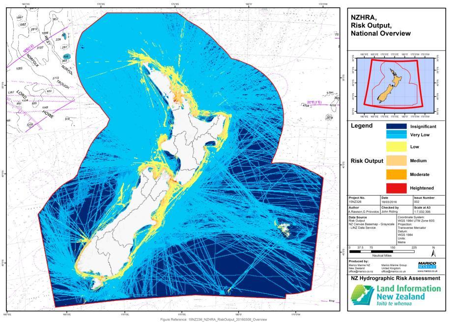 2 Hydrographic Risk Assessment In 2015 the NZHA undertook an evidenced based risk assessment of maritime traffic within New Zealand waters to identify areas of risk.