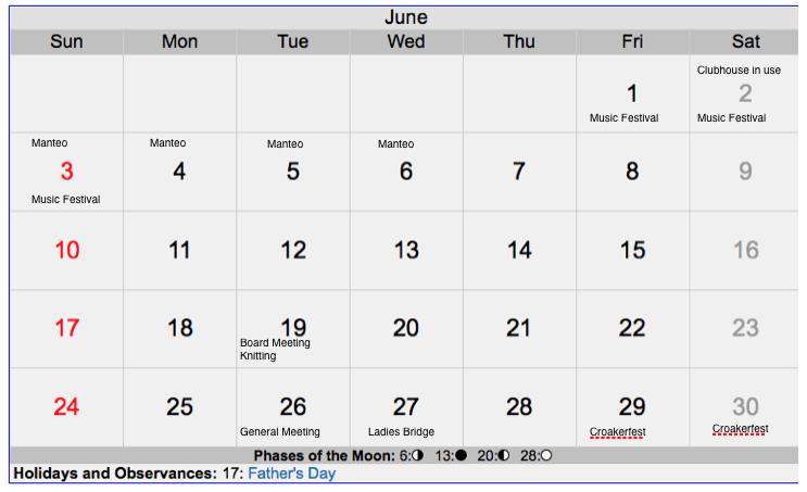 Social, Cruise and Event Calendar 2018 June Snacks: Last Names beginning with D-E July Snacks: Last Names beginning with H and K (for snack guidelines, go to eseaword, Calendar & Pictures, General