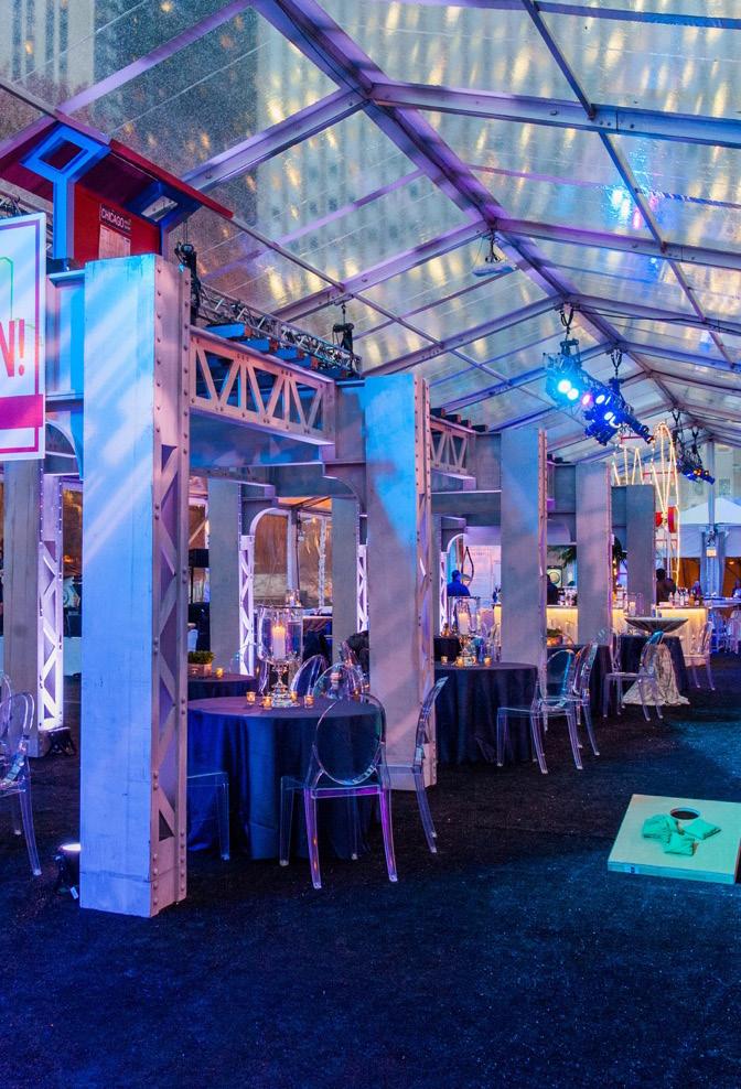 The promenades offer a flexible space that can be used for indoor or outdoor events and feature water, power, permanent tent anchors for tents of any size, and an optional
