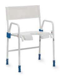 Stable shower stool Large ergonomic seat surface with hygiene recess makes personal