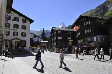 Zermatt, a car-free village, has been able to retain the character of a traditional, idyllic Alpine village.
