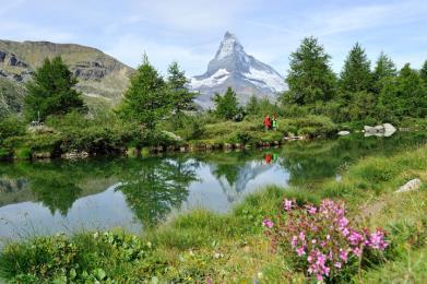 Zermatt is a car-free resort and visitors can breathe deeply in the bracing air of this high altitude village, located between 1,620 m / 5,314 ft.