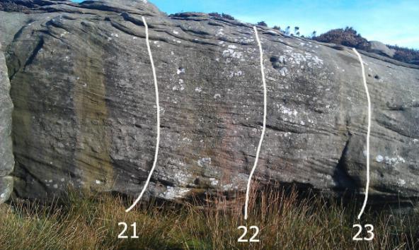 SDS and make a powerful slap to the lip. Since the demise of the starting undercut the SDS may not be possible. Standing start: 6C 23/ Our Chapel Font 6C+ SDS on the hanging flake.