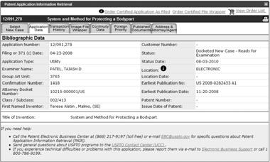 USPTO PAIR: US patent application 12/091,278 Caution!