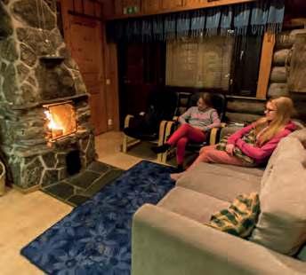 Log cabins offer a good degree of comfort and are wellequipped with kitchenette, sauna/shower room, drying cupboard, central heating & a log fire.