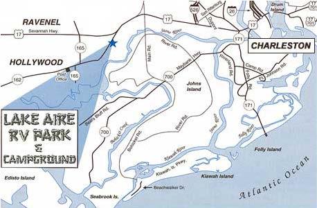 Hollywood Lake Aire RV Park & Campground Park #2189 Located just 15 minutes from historic downtown Charleston, South Carolina, Lake Aire RV Park & Campground offers 32 acres of outstanding Charleston