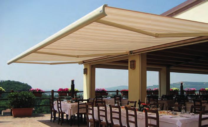 GASTRONOMY INSPIRATIONS 5 7 m 3 4 5 6 7 Atmospheric gourmet experience outdoors: PERGOLINO terrace awnings with up to 6 metre projection and I.S.L.A. Aluminium floor system SB4700.