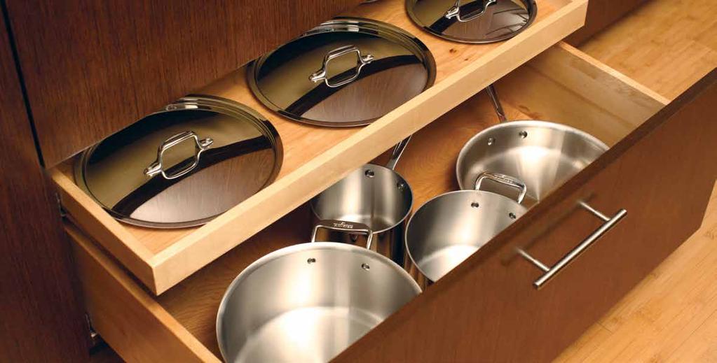 12 COOKWARE & BAKEWARE A well-stocked kitchen will undoubtedly have an assortment of cookware and bakeware ideally suited for a well-organized storage system.
