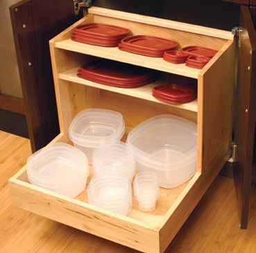 Adjustable partitions (ADWRP) can divide a drawer or roll-out shelf