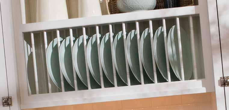 23 A decorative plate rack cabinet displays your
