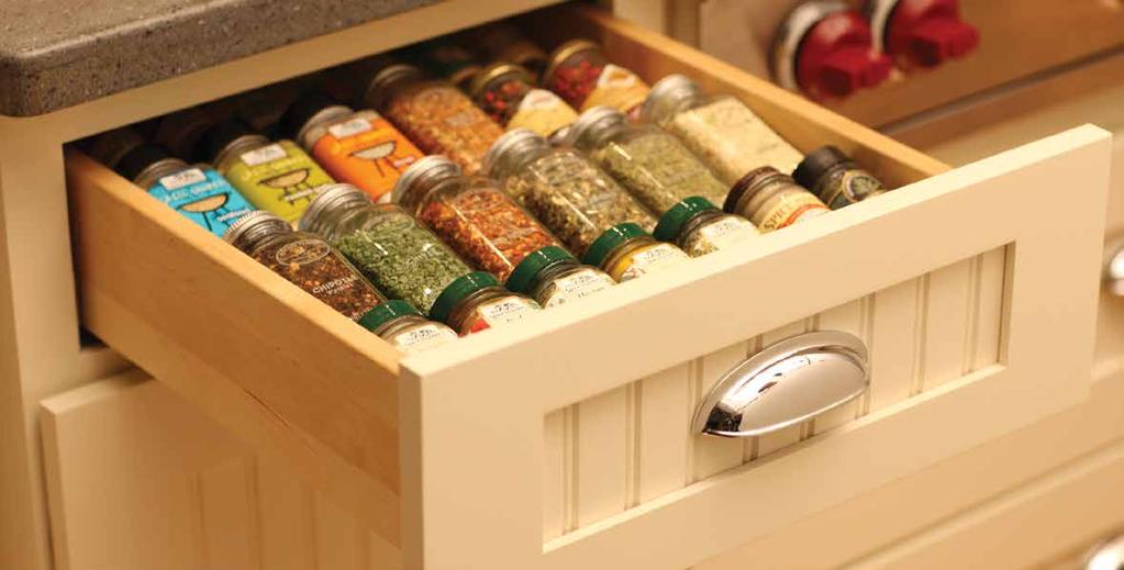 4 SPICE ACCESSORIES A well-stocked collection of savory spices deserves an organized storage system that keeps labels in full view for easy identification.