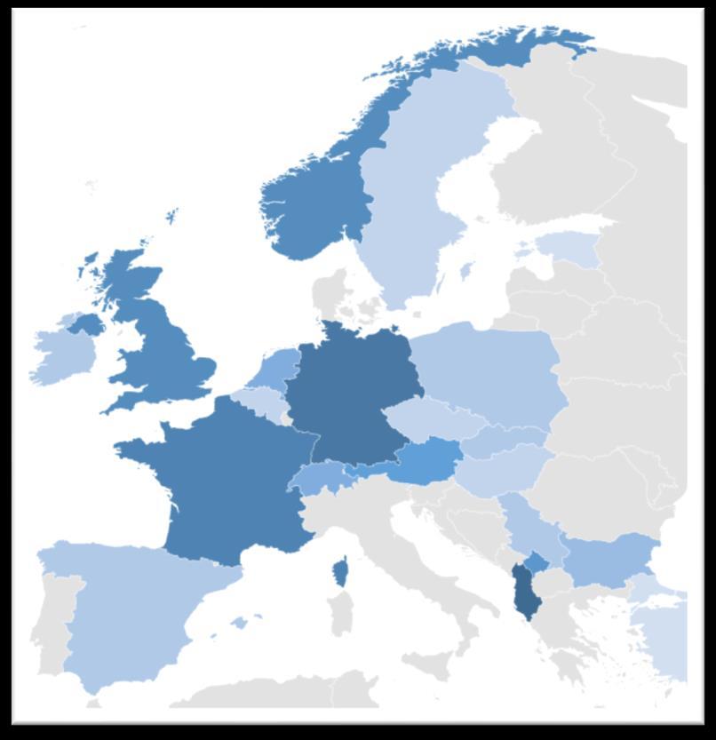Figure 14: the European countries that account for 93% of LOR visitation Figure