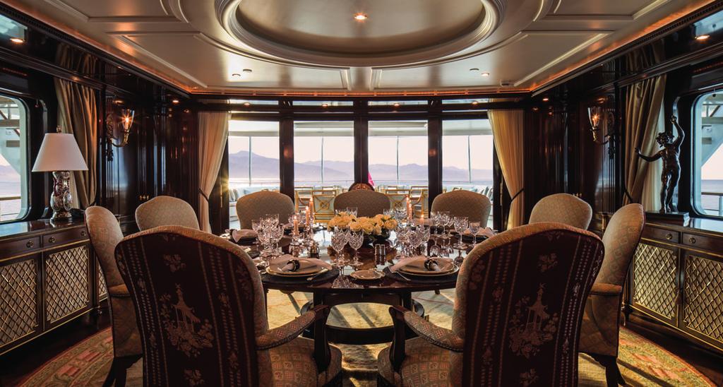 the interior Formal dining on the upper deck François Zuretti interior styling blends