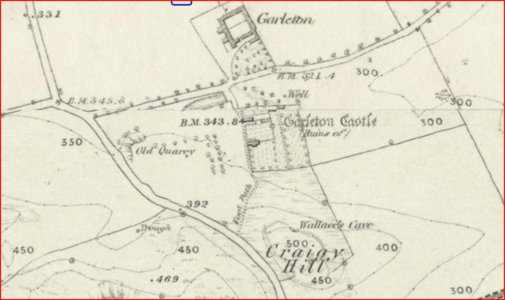 Garleton Castle is once again shown as ruins but the entire area around the site has been given over to garden. Plate 18: Ordnance Survey six-inch first edition maps of Scotland 1850-56 5.32.10.