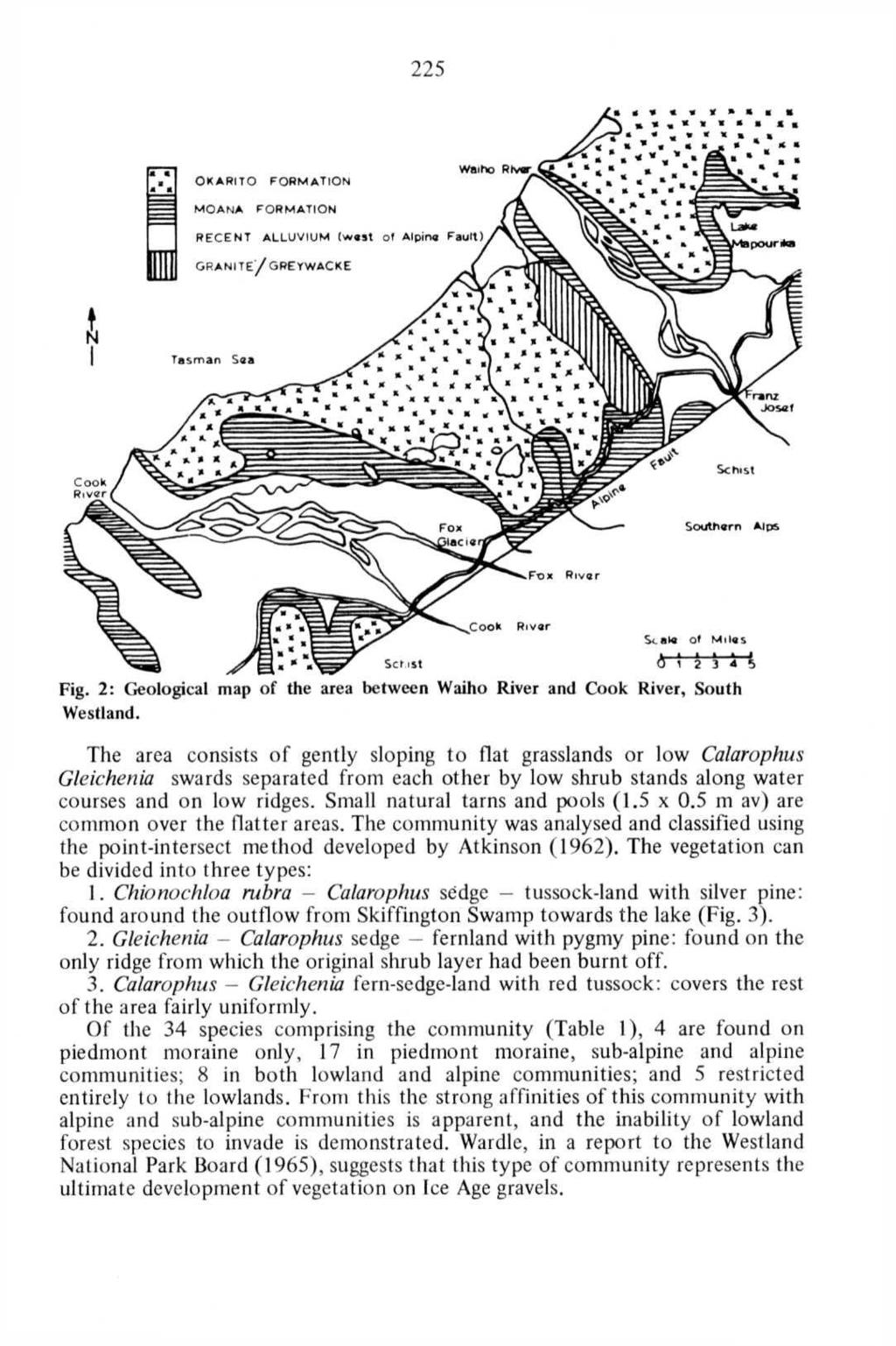 225 Fig. 2: Geological map of the area between Waiho River and Cook River, South Westland.