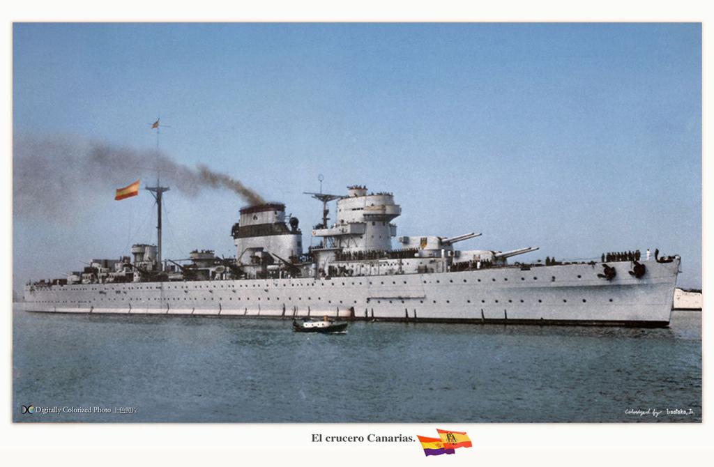 Heavy Cruisers: Canarias class Displacement: 10,113 tons (standard) Length: 635 feet (193.