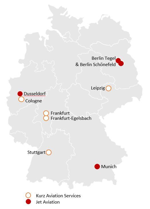 Jet Aviation German FBO Network Jet Aviation and Kurz Aviation Service provide a total network solution within Germany.