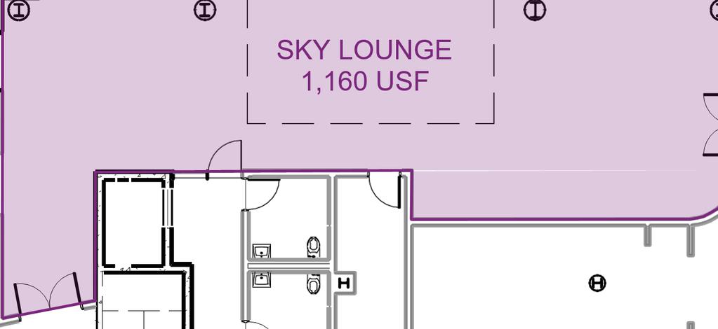 Ideally situated for privacy away from the crowds, the Sky Lounge can host intimate sit down gatherings and lively cocktail