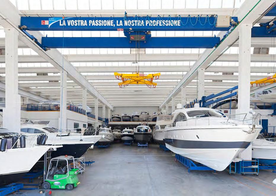 A total of 35,000 m² of client facilities Boat storage Mobile workshop for emergency services Boats showroom Mechanical workshop Joinery workshop Carpentry workshop Electrical workshop 80-ton travel