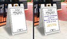 The 2 sided hold 2-2x5 banners. 1 sided: Stand w/ 3 x6 vinyl banner $236.