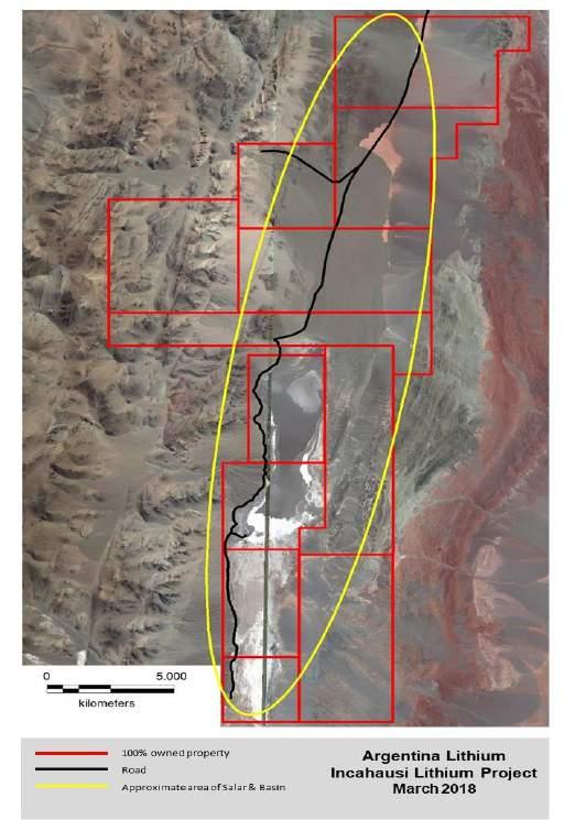 Salar de Incahuasi Project Setting 100% control of the salar and basin - over 25,000 hectares no royalties or option payments Gravel road access; 34 km from nearest town The northern portion is