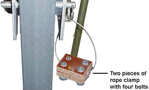 6. Move rope clamp from shipping wire to rope.