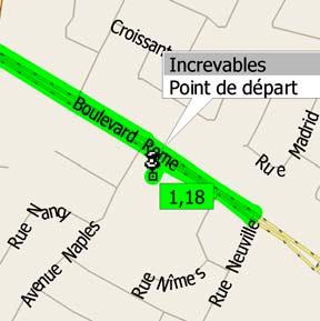 0.0 km Depart Increvables on Local road(s)
