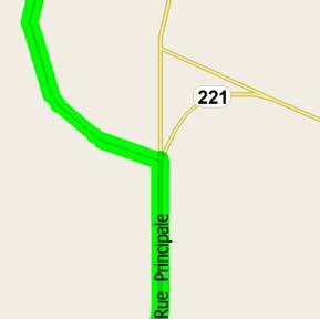 0 km RTE-221 [Rue Principale] for 1.8 km 43 44 45 12:25 75.