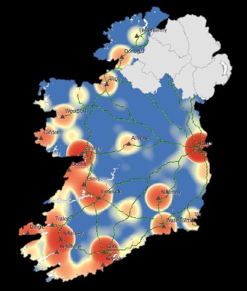 Visitor Hot Spot Map Not all towns, villages and geographies along the Wild Atlantic