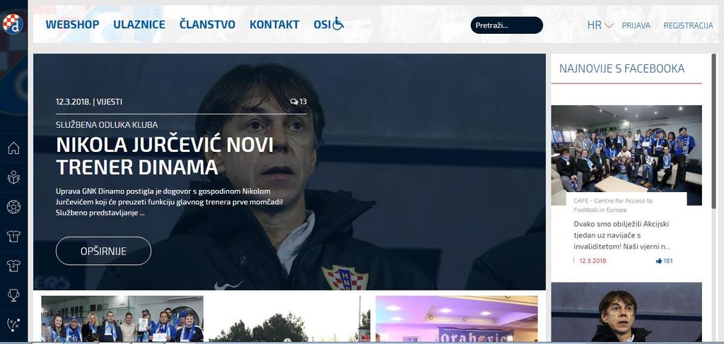 Slika 14. Službena stranica GNK Dinamo Izvor: izrada autora prema https://gnkdinamo.hr/ (12.3.2018.) Tablica 6.