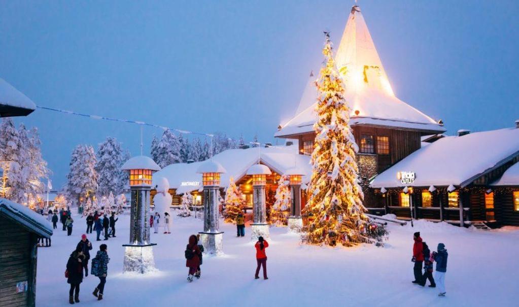 AROUND THE WORLD Santa Claus Village, Finland Highlights: Watch Santa depart for his trip around the world.