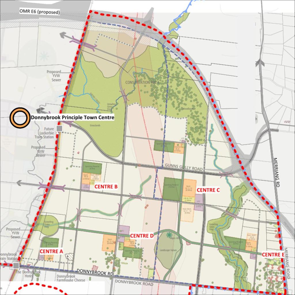 The Donnybrook Principal Town Centre will provide a range of higher-order retail, community, health, civic and entertainment uses for future residents of the Study Region; however, residents in the
