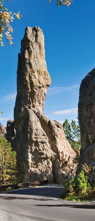 Scenic Drives Twist and turn your way along the famous Needles Highway where giant columns of granite pierce the skyline.
