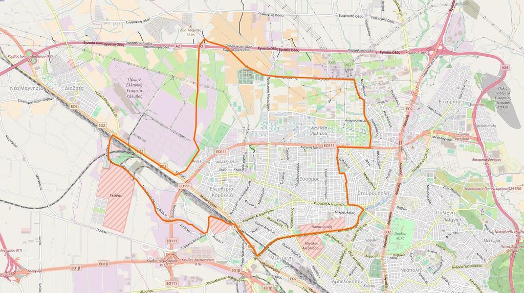 Kordelio-Evosmos Overview Transport network overview Egnatia Odos Industrial area Ring