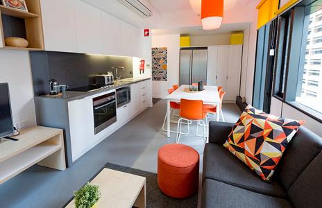 Communal kitchen, outdoor BBQ area, gym, games room, cinema, communal areas throughout the building, free bike hire, swimming pool, study room Laundry and bedding and bathroom pack (purchase cost