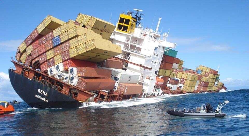 Rena Containership Wedged on a Reef in