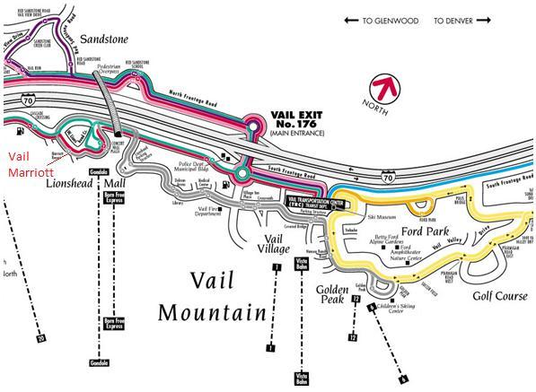 In-Town Shuttle The Town of Vail offers a complimentary In-Town Shuttle Service (route below in grey).