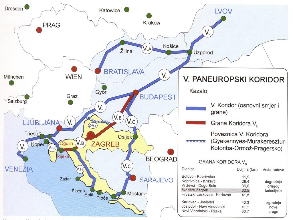 In railway traffic, the framework for the traffic junction Rijeka is comprised of railway lines of great significance to the international transport at the Pan European corridor Vb branch road, from