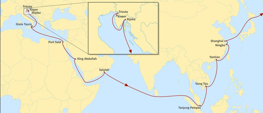 PHOENIX EASTBOUND Direct service from Adriatic & Egypt to Asia. Enhanced service through the modern hub of King Abdullah Port, your gateway to the Red Sea, Middle East, India and East Africa.