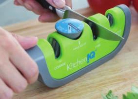 Scissors Sharpener KitchenIQ s Counter Safe Deluxe Knife and Scissors Sharpener is specifically designed to sharpen the finest cutlery, as well as left or right-handed scissors.