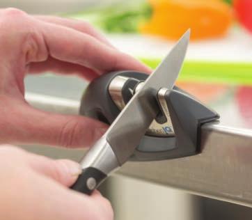 HANDHELD SHARPENERS NEW 50825 Deluxe Diamond Edge Grip 2-Stage Knife Sharpener KitchenIQ s Diamond Deluxe Edge Grip 2-Stage Knife Sharpener is lightweight, portable, and easy to use on either a flat