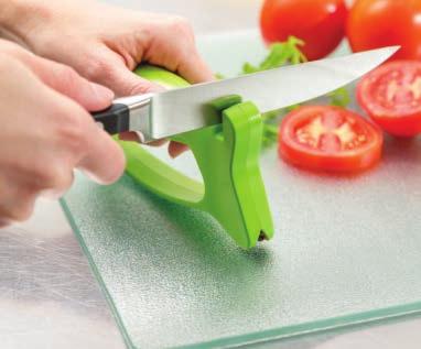 The addition of the fine slot allows for easy polishing and finishing of the knife edge. The patented scissor sharpener makes this item an even better great value for consumers.