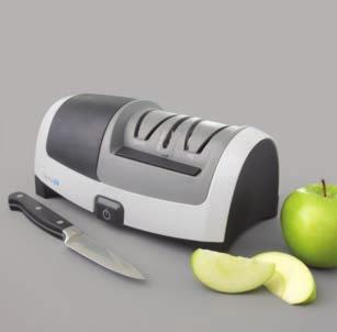 This versatile design offers both Coarse and Fine stages of electric sharpening for quick sharpening of dull knives and fixed-angle ceramic stones for final honing and quick touch ups.