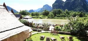 a private balcony. The accommodation is situated on the banks of the Nam Song River, this hotel is perfectly located for stunning views of the unspoilt landscape of Vang Vieng.